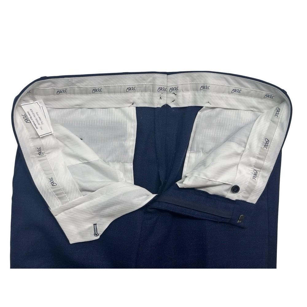 Jos A Bank 1905 Navy Blue 35x32 Dress Pants Trousers Slim Tapered Flat Front - Picture 7 of 9